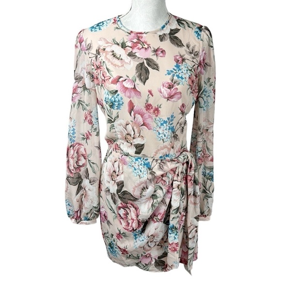 Yumi Kim Tie Me Over Full of Love Blush Mini Dress Women's M Pink Floral NWT - Picture 2 of 16